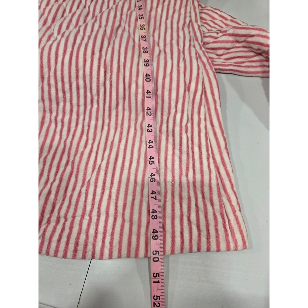 Vintage Lara‎ Dee Quilted Hooded Lounge Robe Red White Stripe Medium Pocket USA - Picture 7 of 12